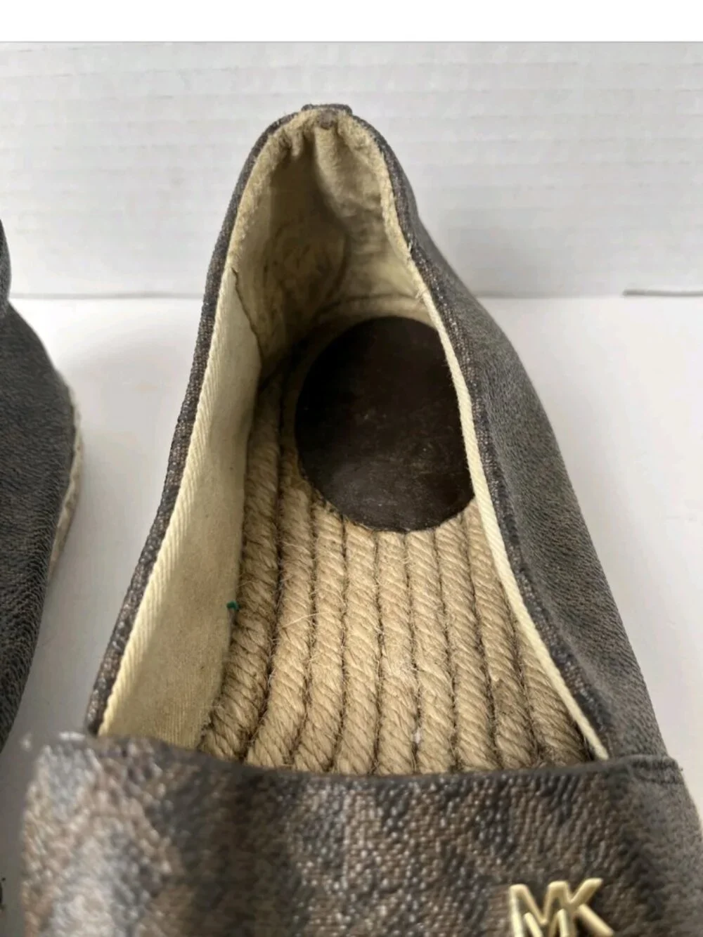 Michael Kors MK Logo Brown Espadrille Flats Size 8.5M